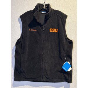Columbia "OREGON BEAVERS" Full Zip Black Fleece Vest Jacket MENS LARGE OSU